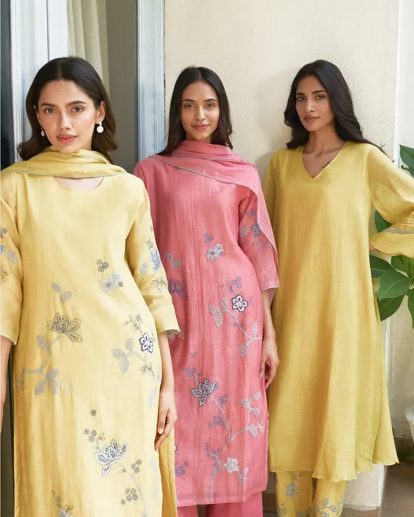 Not every day is a grand event, but you can still dress like it matters. These relaxed suits in soft pastel shades with delicate floral embroidery are perfect for everyday elegance, offering a look that is both comfortable and refined.