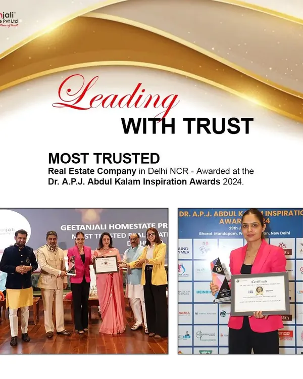 We are deeply honored to be named the 'Most Trusted Real Estate Company in Delhi NCR' at the Dr. A.P.J. Abdul Kalam Inspiration Awards 2024. This award reinforces our commitment to leading with trust and integrity in every transaction.