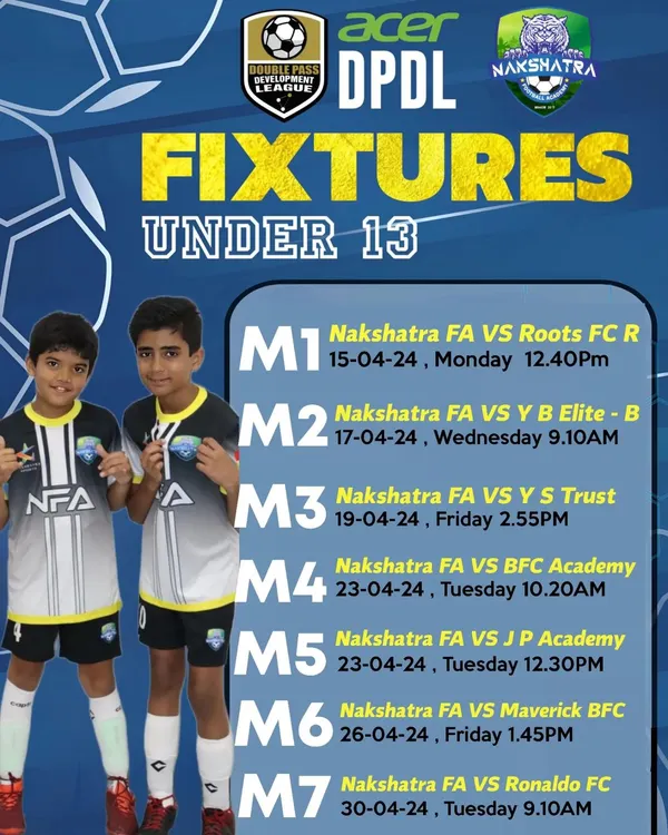 Here are the DPDL fixtures for our Under-13 team. This is our first tournament of 2024, and we are ready to compete.