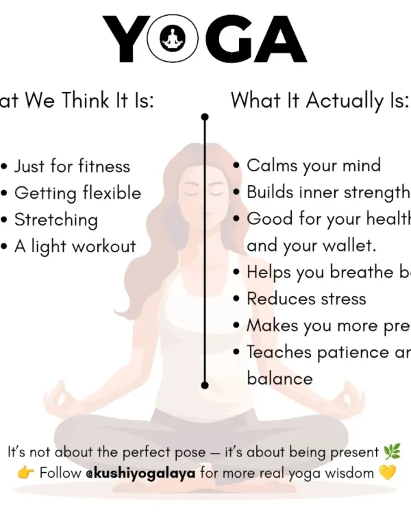 People often think yoga is just about stretching, but it is so much more. It is a holistic system for calming your mind, building inner strength, and reducing stress, ultimately leading to better overall health.
