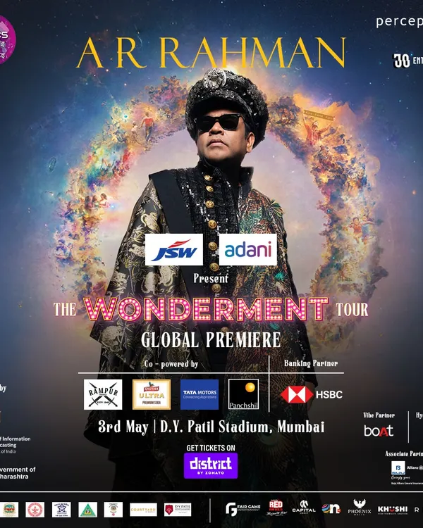 The Wonderment Tour was made possible by a symphony of incredible partners. This poster highlights the powerful brands that came together, from Presenting sponsors like JSW and Adani to partners across banking, automotive, and lifestyle categories.