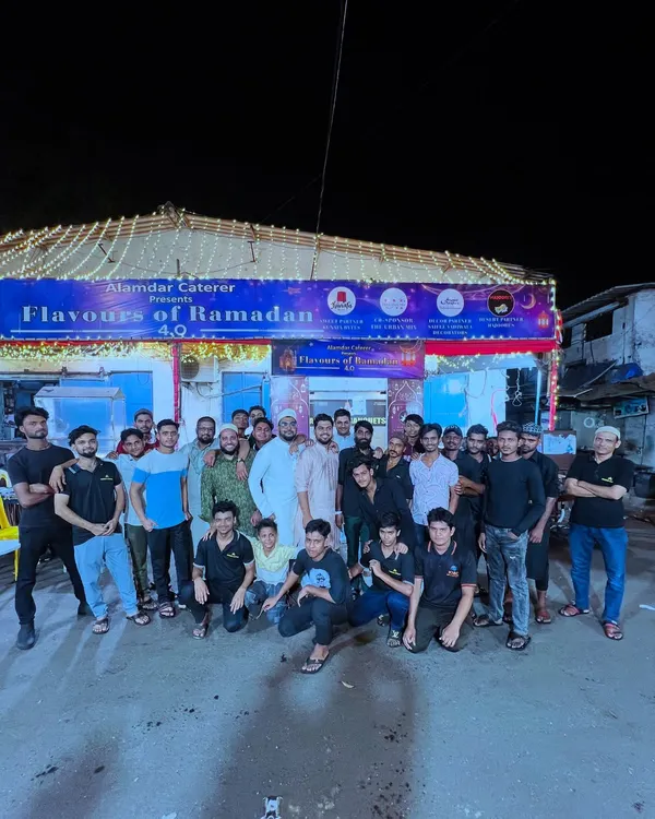 The entire Team Alamdar in front of our decorated venue for the "Flavours of Ramadan 4.0" festival. We are ready and excited to serve you.