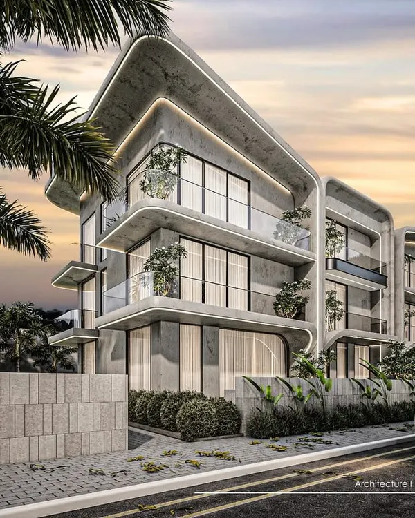 Our vision for a futuristic villa in Goa, defined by bold, curvilinear concrete forms that seem to float. We used parametric tools to sculpt the structure, creating a seamless flow between floors and balconies.