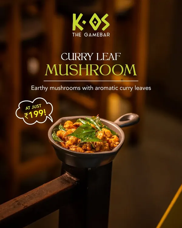 Our Curry Leaf Mushroom is a flavor explosion. Earthy mushrooms are tossed with aromatic curry leaves for a perfect bar snack.