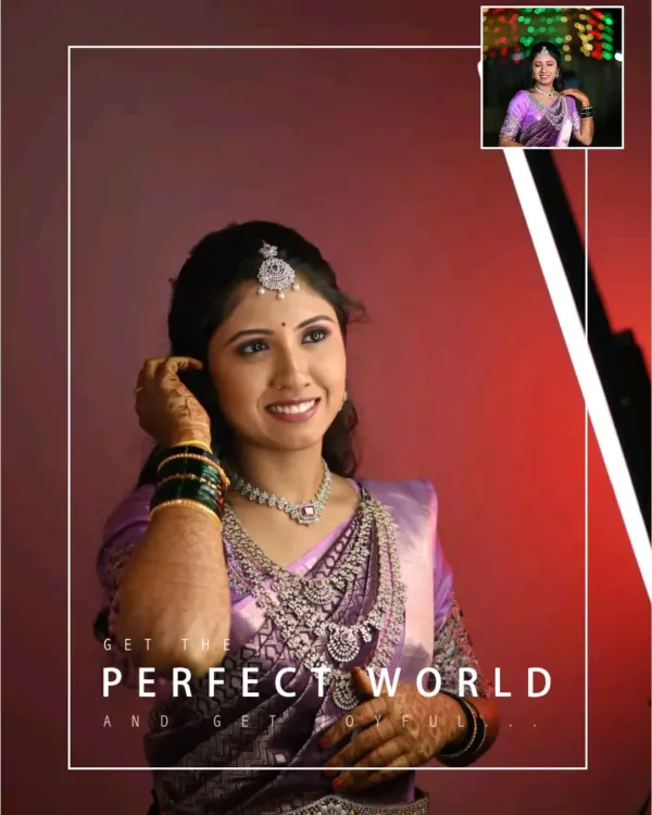 This bride chose a sparkling American Diamond set for her reception. The layered necklace and maang tikka are perfect for a glamorous evening look.