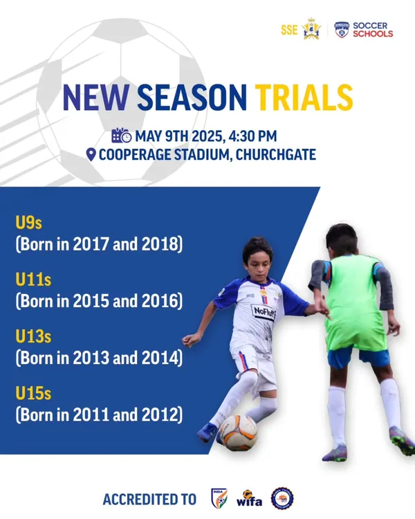 An announcement for our new season trials at the Cooperage Stadium in Churchgate. We are looking for talented players for our U9, U11, U13, and U15 age groups.