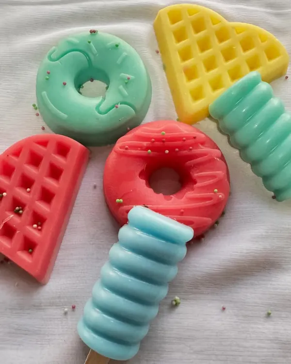 Which dessert is your favorite? My fun, dessert-shaped soaps make bath time a treat for kids. This collection includes donut, waffle, and popsicle soaps, all handmade and skin-safe.