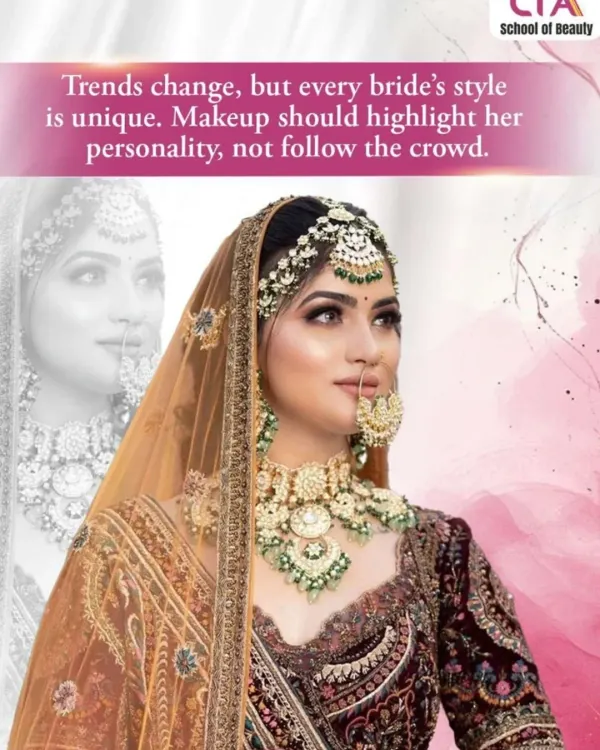 Trends change, but a bride's style is unique. We teach our students to create makeup that highlights her personality, not just follow a trend, ensuring a timeless and personal look for her special day.