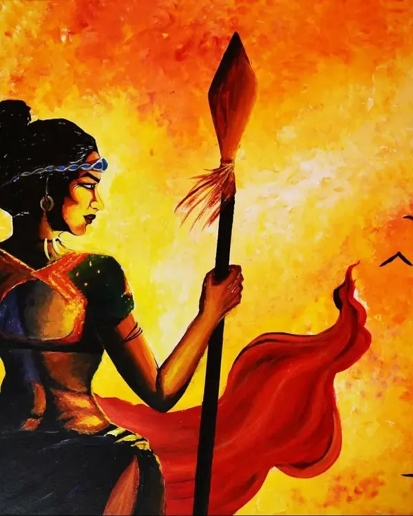 This painting captures the untamed energy of a warrior spirit. I use bold, fiery colors and strong lines to create pieces that are not just seen but felt, bringing a sense of power and resilience into your space. This is a custom figurative canvas, perfect for making a statement.