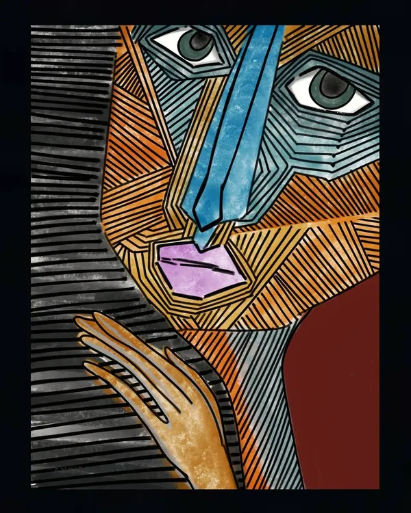 I call this piece "Self Hug." It's an abstract portrait about the importance of showing compassion to ourselves, especially when our minds are filled with sadness and overwhelming thoughts.