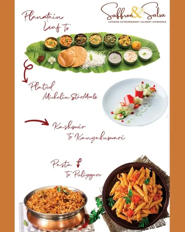 From a traditional plantain leaf meal to a plated Michelin-style dish, we do it all. Our menu spans from Kashmir to Kanyakumari, and from Pasta to Puliyogare, always served in style.