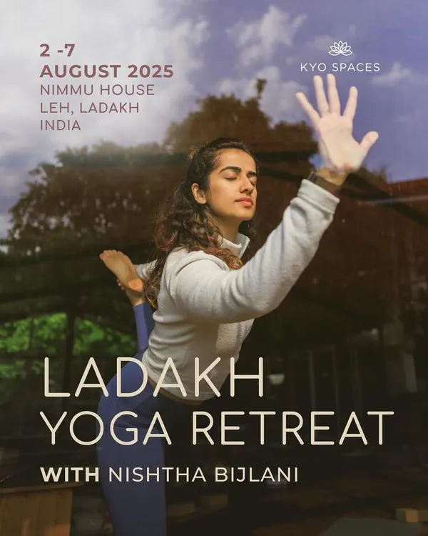 An invitation to my Ladakh Yoga Retreat. This poster captures the essence of our journey: finding stillness and presence amidst the raw beauty of the Himalayas.