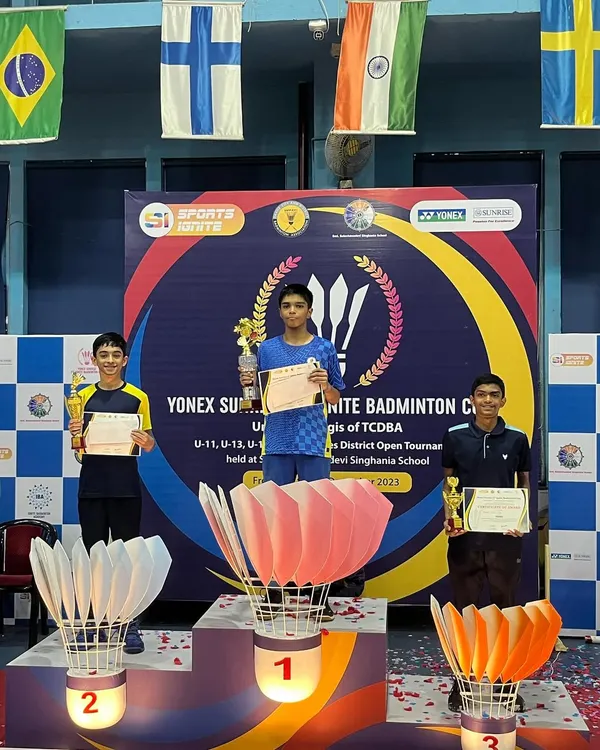 Our star player on the podium after securing third place at the Thane District 5th Ignite Badminton Tournament. Consistent performance is a hallmark of our training.