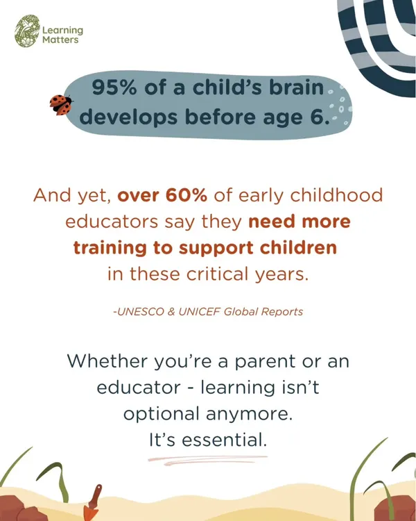 The early years are critical, with 95% of brain development happening before age 6. We are committed to continuous learning and training to best support children during this foundational period.