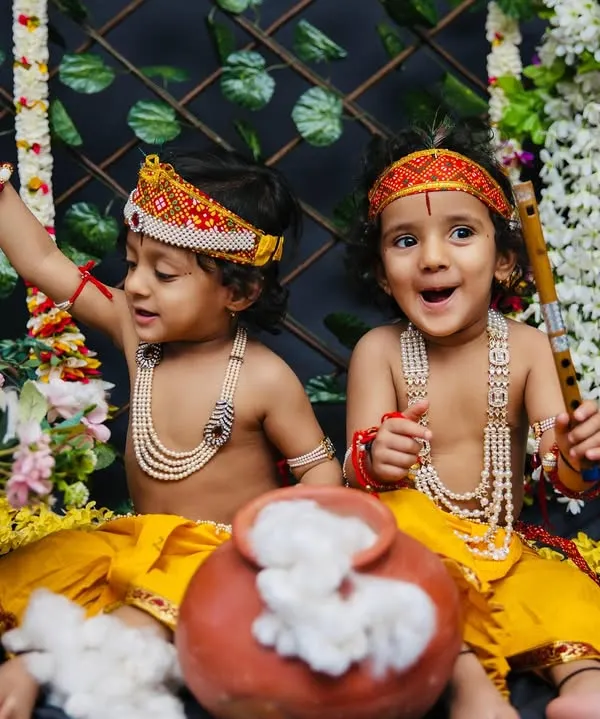 These two brothers as cute, naughty Krishnas were a joy to photograph. Their mom had this vision, and I love collaborating with parents to bring their creative ideas to life.