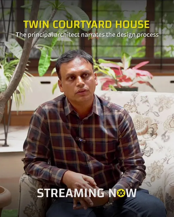 Our principal architect, Asad Khan, narrating the design process for the Twin Courtyard House. We believe in an educational approach, sharing the logic and philosophy behind our design decisions with our clients.