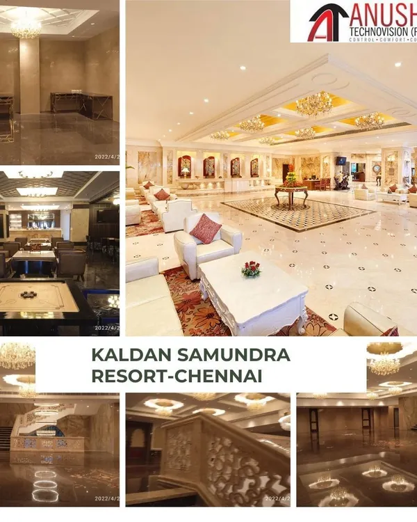 A look at our work at the Kaldan Samundra Resort in Chennai. We provided a complete lighting control solution for their grand lobby and other public areas, ensuring an atmosphere of luxury and comfort for guests from the moment they arrive.