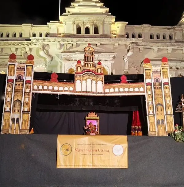 This is the stage for our production, "Vijayanagara Vaibhava," set against the magnificent Gagan Mahal in Anegundi. We believe in creating immersive experiences, where the performance setting is as grand and authentic as the stories we tell. This show brings to life the golden era of the Vijayanagara kings, celebrating a time when art and culture flourished.