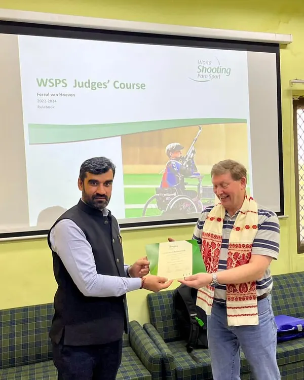 Here we are receiving our certificate after completing the World Para Shooting Sports Judges Course. This qualification is the foundation of our technical expertise.