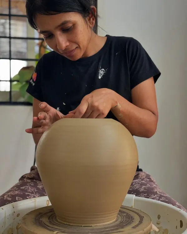 Me, in my element. Working with clay is therapeutic for me. It’s a space where I can challenge myself, fuel my creativity, and lose myself in the process of making.