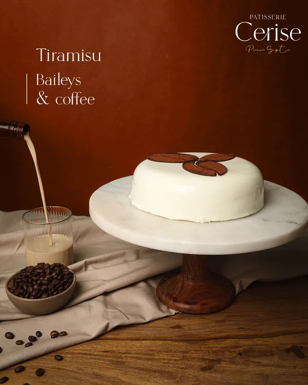 My Tiramisu entremet, infused with Baileys and coffee. It's an old favourite, dressed up anew for your table.