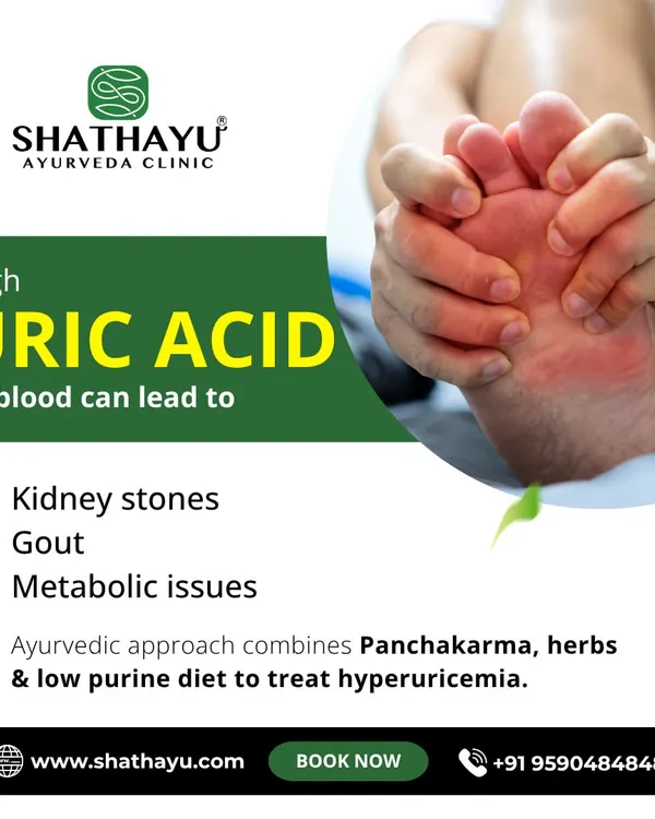 High uric acid in the blood, or hyperuricemia, can lead to painful gout, kidney stones, and other metabolic issues. My Ayurvedic approach combines Panchakarma, herbs, and a low purine diet to treat this condition.