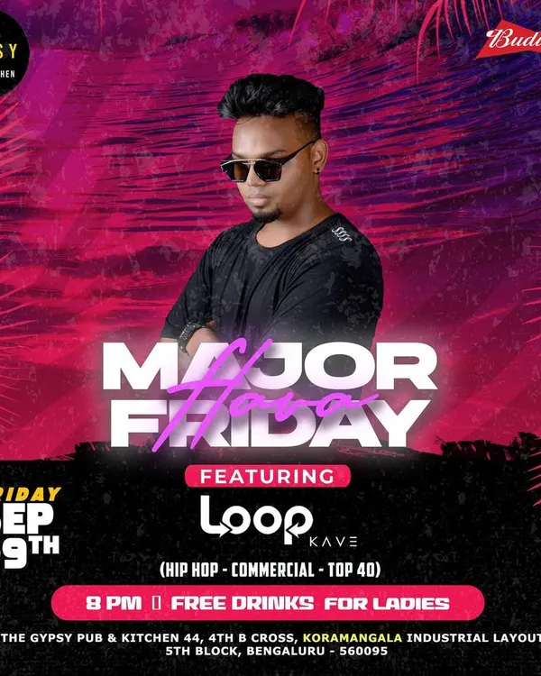 The official flyer for my 'Major Friday' event, where I spin the best of Hip Hop, Commercial, and Top 40 tracks.