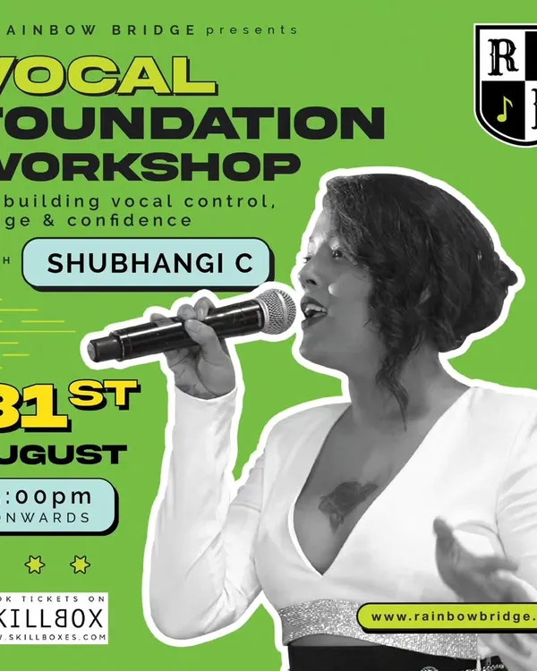 The official poster for my Vocal Foundation Workshop in Bangalore. These events are designed to give singers a crash course in building vocal control, range, and confidence.