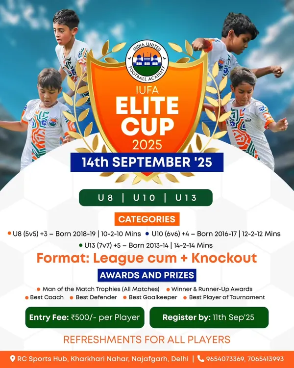 The IUFA Elite Cup 2025 is your team's chance to compete. This tournament is structured for U8, U10, and U13 categories with a league-plus-knockout format, ensuring plenty of action and opportunities to prove your skills.