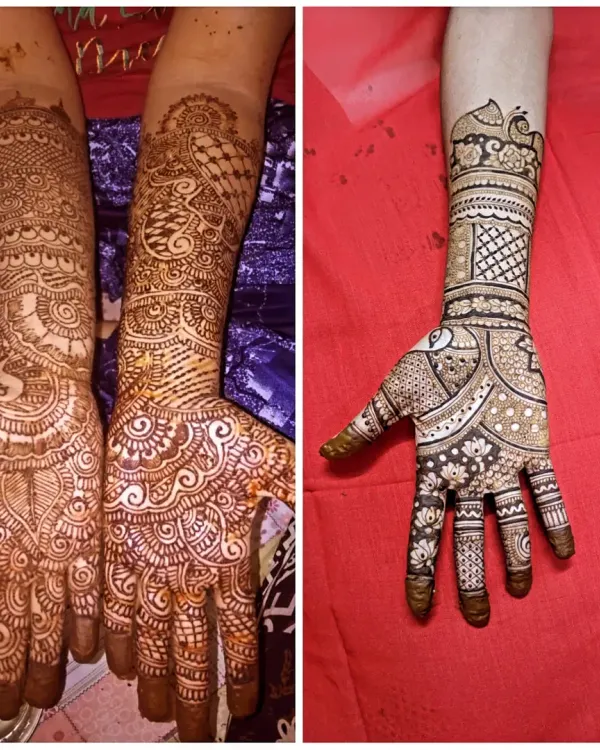 This image is the perfect example of the transformation you can expect from my course. On the left is a student's work before joining, and on the right is their bridal certification piece after completing the training. You can clearly see the improvement in finishing, line clarity, and design composition.