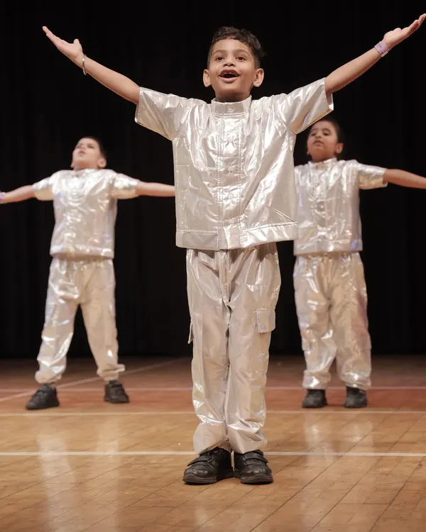 Our 'Swagger Boys' owning the stage at the THIRKAN showcase. This young performer shows the confidence and attitude we build in our kids' batches.