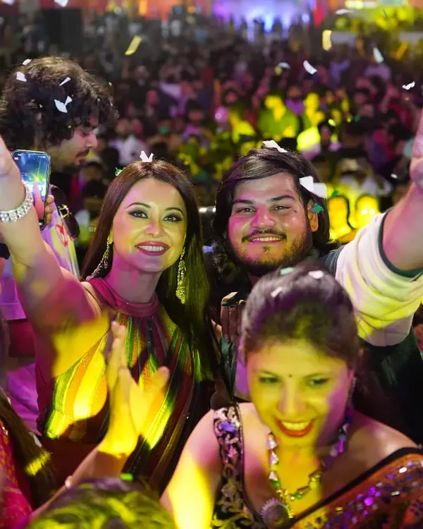 Here I am with the wonderful Minissha Lamba, enjoying the Dandiya Dhoom event we organized in Alwar. I love bringing this level of energy and star power to my parties, making sure everyone has a fantastic time.