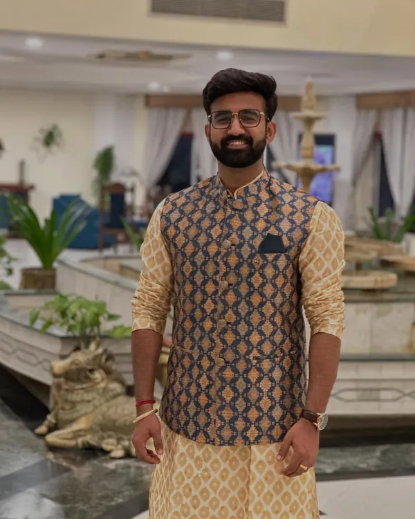 A pre-gig photo before a wedding performance in the beautiful city of Khajuraho. Dressed up and ready to create some musical magic.