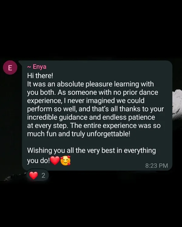 "As someone with no prior dance experience, I never imagined we could perform so well." This review from a client who went from being unsure to setting the stage on fire is why we love what we do.