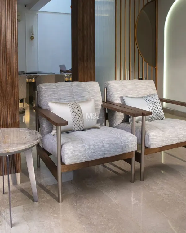 Nothing makes us happier than a satisfied client. This image of our Stavanger Armchair is from a completed project, and it represents the successful collaboration and trust that is central to our design process.