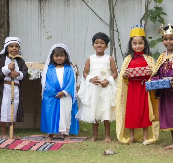 Our children dressed in full costume for the Christmas nativity play. This performance is a beautiful culmination of storytelling, collaboration, and celebrating the spirit of the season together.