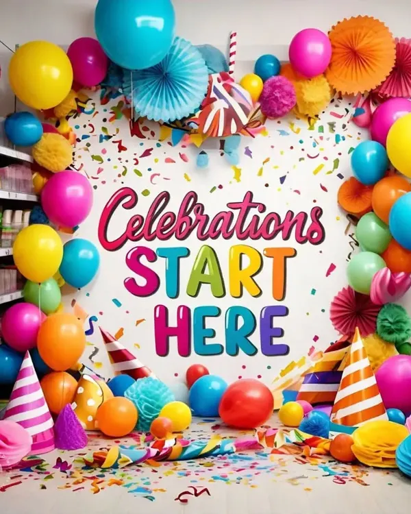 A colorful reminder that all celebrations start here at Balloon Buddy. I have everything you need to get your party started.