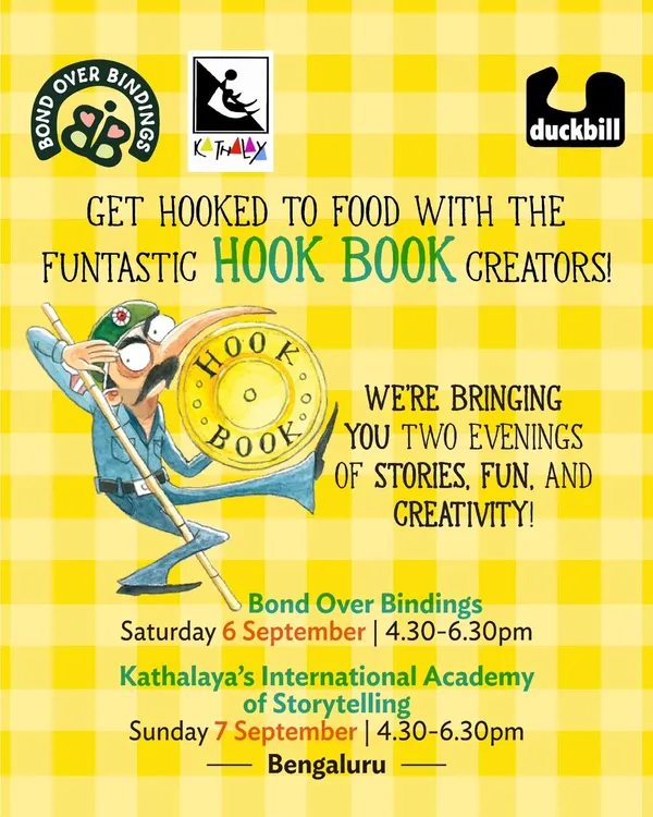 The official poster for our 'Hook Book Fest,' a fantastic two-evening event celebrating the creators of the Hook Book series with stories, fun, and creativity.