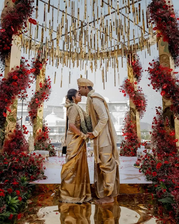 A regal moment under the grand arches of Fairmont Jaipur. We focus on capturing the grandeur of your destination wedding while keeping the intimacy of your personal story at the forefront, blending magnificent backdrops with tender emotions.