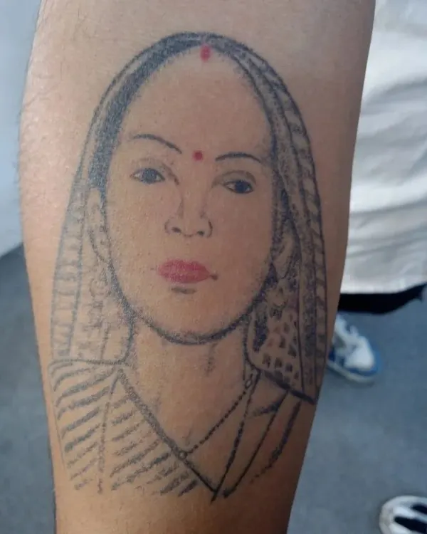 Before: The original portrait tattoo was faded, with unclear lines and minimal shading, lacking depth and realism.