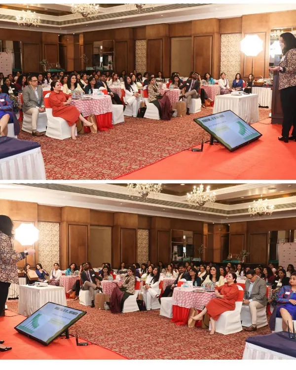 Addressing a large audience at a corporate event, where I discussed the importance of personal branding and stage presence. My goal is to equip professionals with the tools to communicate credibility and authority in any setting.
