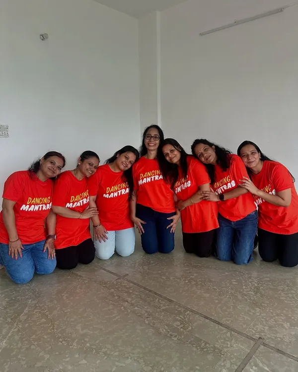 The amazing women from my 'Dancing Mantras' batch. This is a community of ladies who come together to share their love for dance, energy, and friendship.