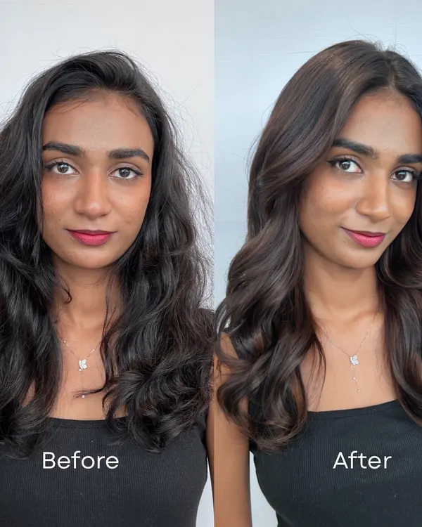 This is where the magic happens. We specialize in complete hair transformations that not only change your look but also boost your confidence. This before-and-after showcases my signature Matryoshka Balayage, which adds dimension and richness while maintaining the health of the hair.