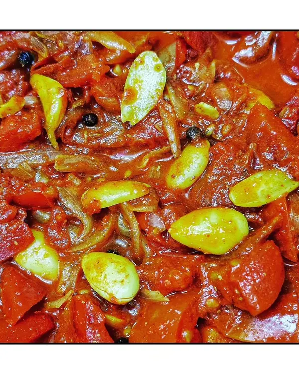 This is not a sabzi, but the base gravy for my paneer kofta curry, made from fresh tomatoes, onions, and whole spices.