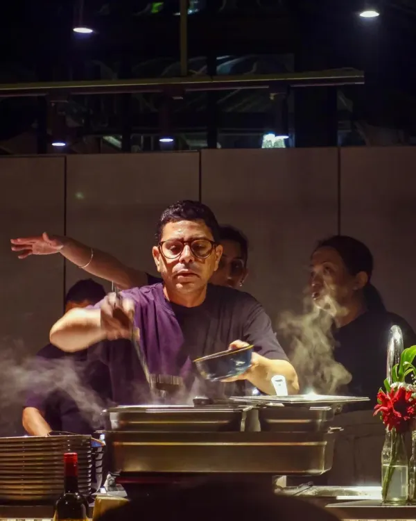 I love moments like this, when the kitchen becomes a stage. Here, Chef Viraf Patel from 'Across' brings Himalayan traditions to life, with steam and stories rising from the pass during one of our curated dining experiences.