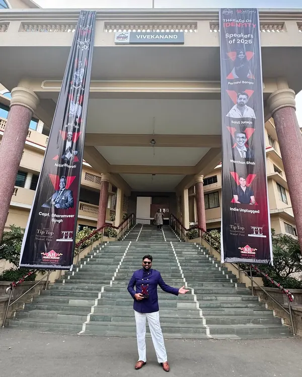 At the Vivekananda Institute of Professional Studies, where I was invited as a speaker. Sharing my journey with students and aspiring artists is an important part of what I do.