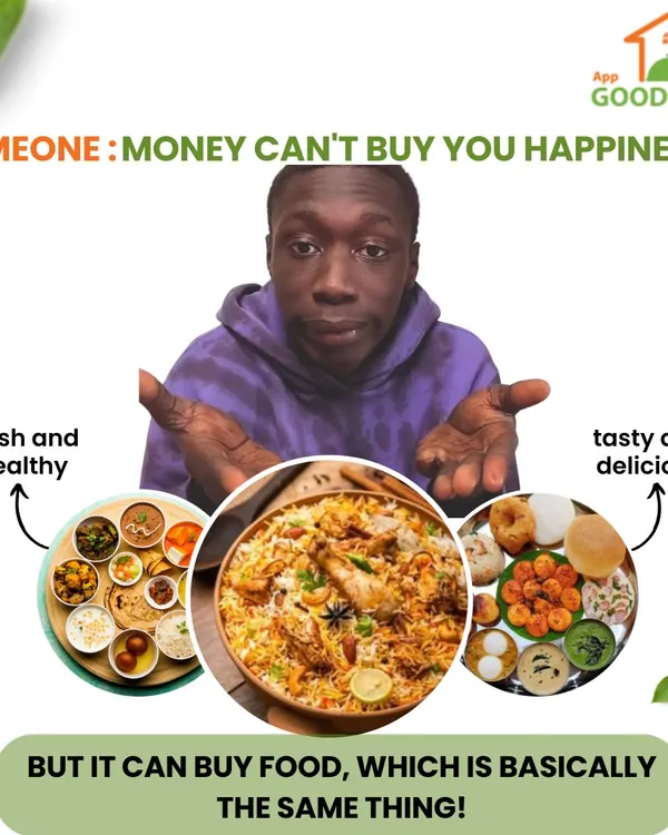 Someone: "Money can't buy you happiness." Us: "But it can buy food, which is basically the same thing!" This popular meme format shows that our food is pure happiness.