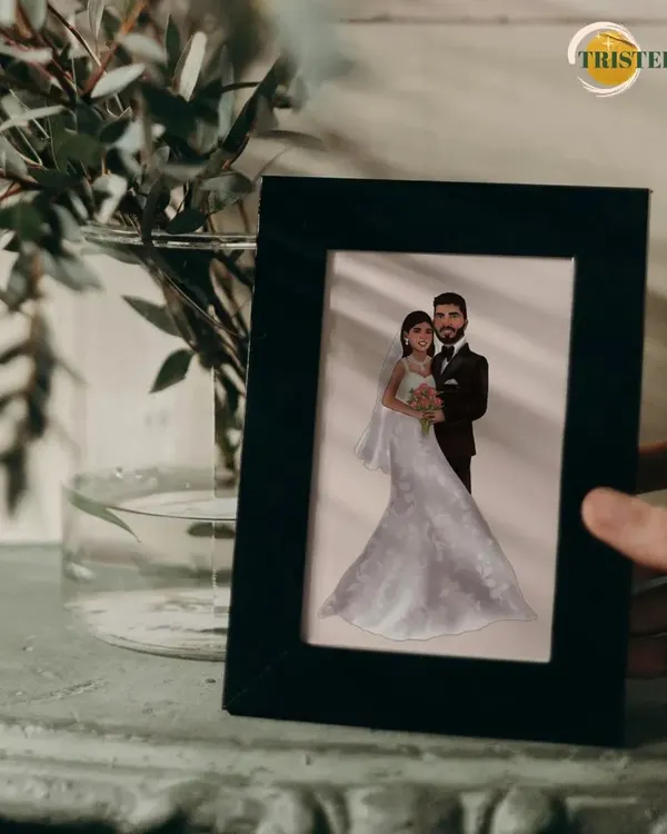 A custom-made digital wedding portrait, elegantly framed to preserve your magical moment as a timeless piece of art.