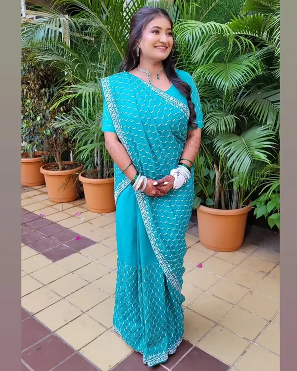 The Mermaid Drape is a modern and stylish way to wear a saree. I created this look with my signature box pleats for a sleek and elegant silhouette.