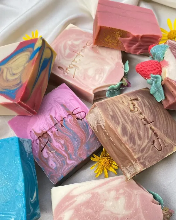 A beautiful pile of soaps from my "Spring is in the Air" collection. Each bar is a celebration of color and fragrance, designed to make you feel fresh and fabulous.